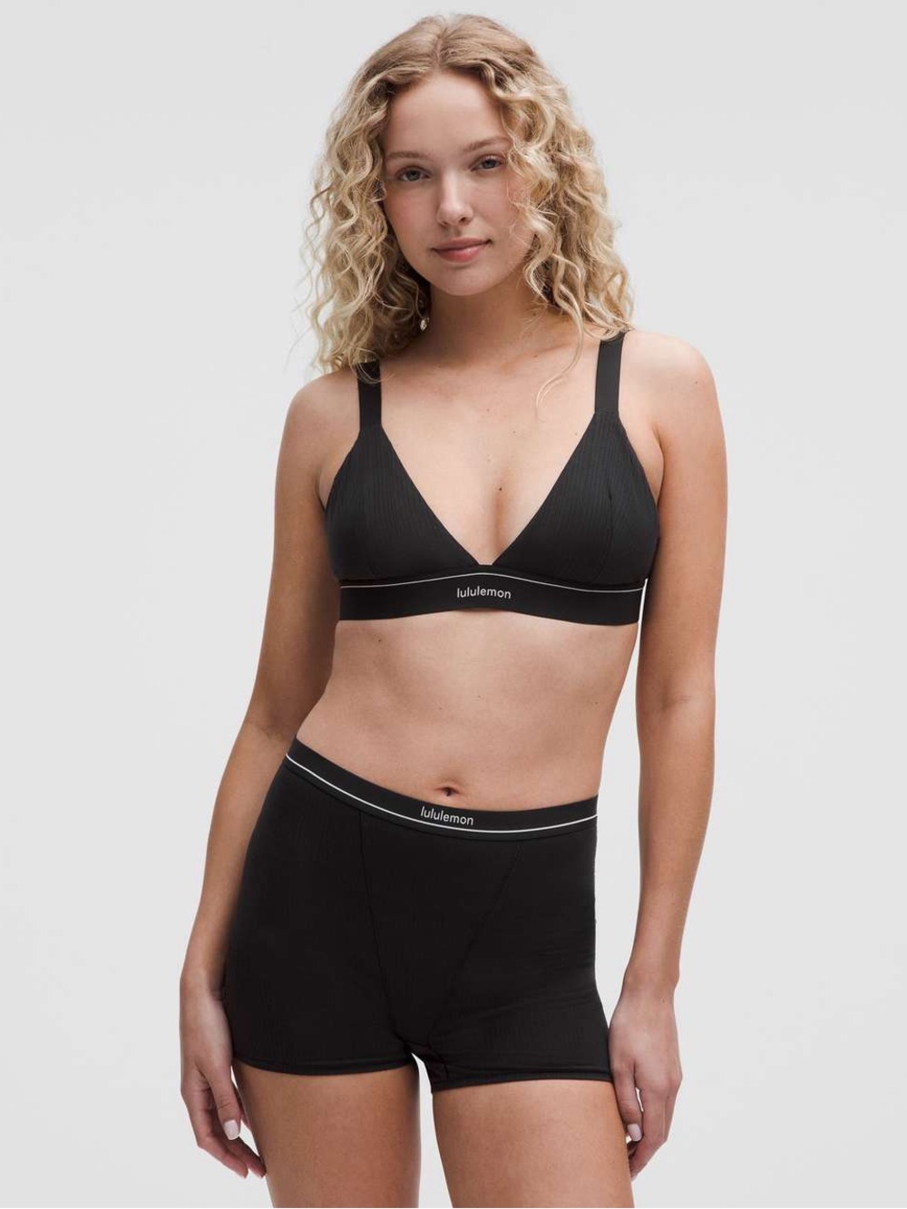 lululemon Black Ribbed Wireless V-Neck Bralette